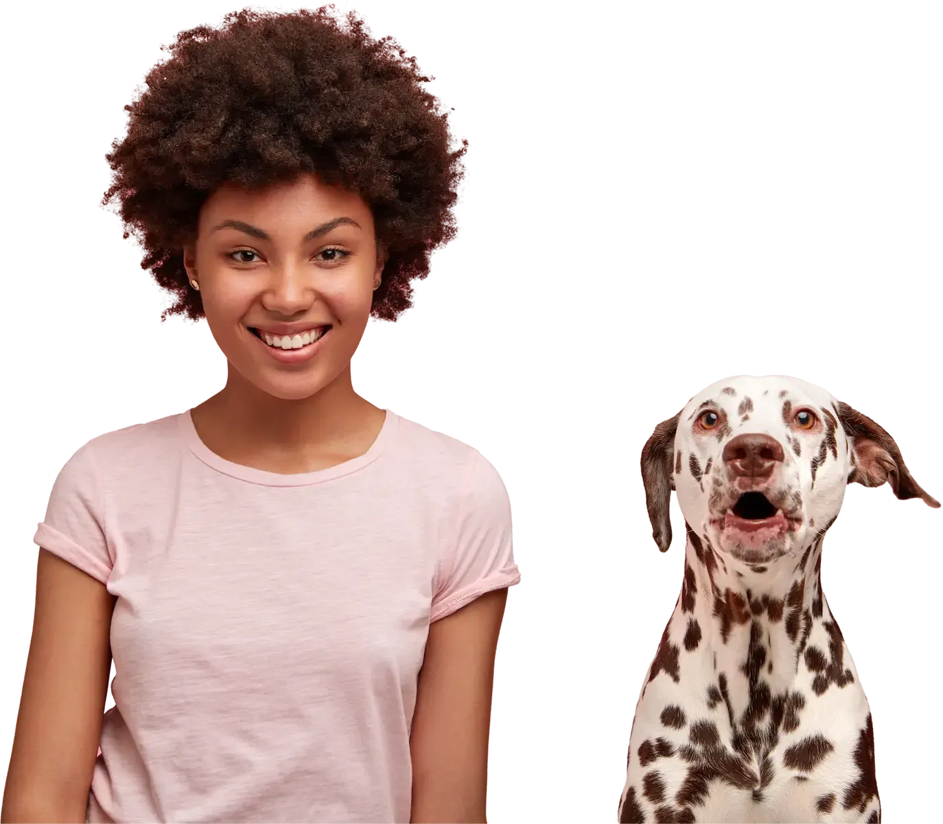Happy woman with puppies